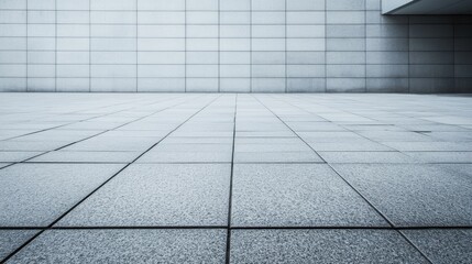 Poster - Modern and Minimalist Urban Architecture Featuring Textured Gray Concrete Tiles Against a Clean and Simple Building Background for Contemporary Aesthetic