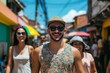 © yj - Happy people walking in the lively and bustling streets of northeast Brazil city. Sunny day, natural lighting.