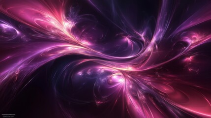 Fototapete - Vibrant Abstract Swirls of Light and Color in Shades of Pink, Purple, and Deep Black Creating a Dreamlike Digital Background