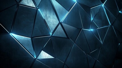 Poster - Futuristic Abstract Background with Geometric Shapes and Illuminated Edges, Ideal for Technology, Design, and Creative Projects