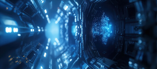 futuristic spaceship machine tunnel background 2