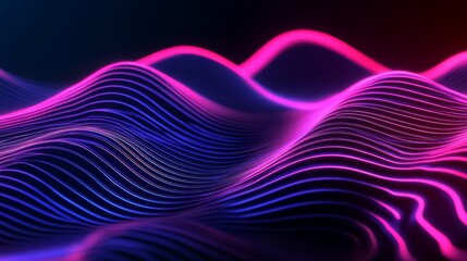Aufkleber - Abstract Waves of Neon Light in Vibrant Pink and Blue Colors Creating a Futuristic and Dynamic Visual Effect for Technology and Design Concepts