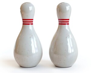 Wall Mural - Bowling Illustration. Two Isolated Bowling Pins in White for Sport Competition