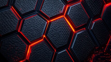 Aufkleber - Abstract geometric background featuring honeycomb patterns with glowing red accents, creating a modern and futuristic aesthetic ideal for technology and design themes