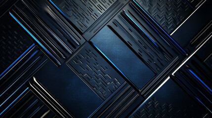 Aufkleber - Abstract Textured Blue Background with Geometric Patterns, Featuring Layered Metallic and Matte Surfaces, Ideal for Modern Designs and Creative Projects