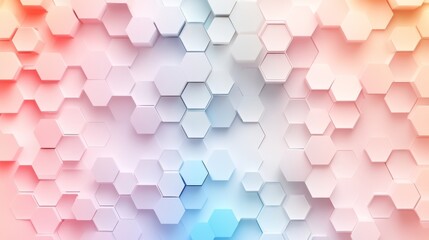 Aufkleber - Abstract Background with Hexagonal Shapes in Soft Colors Featuring a Blend of Shades from Red to Blue for Modern Design and Digital Applications