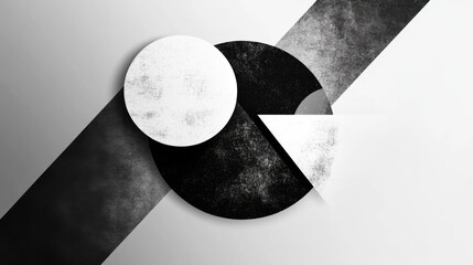 Aufkleber - Abstract Geometric Shapes in Black and White with a Textured Background, Perfect for Modern Art and Design Themes