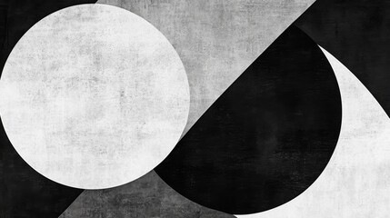 Aufkleber - Abstract Geometric Pattern Featuring Black and White Shapes, Circles, and Textures Creating a Modern Art Background for Design Projects and Creative Use