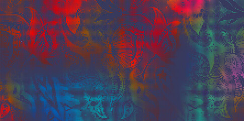 Fototapete - Abstract halftone textured illustration. Vector blur paisley ornamental decorative background with halftone effect.