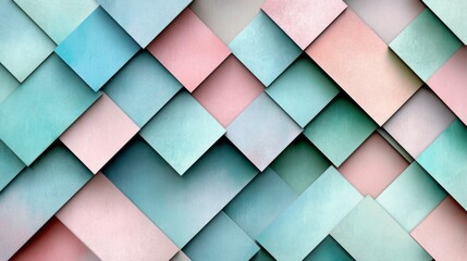 Poster - Abstract Geometric Design With Layered Cubes In Soft Pastel Colors Creating A Modern Visual Aesthetic For Creative Backgrounds And Digital Artwork