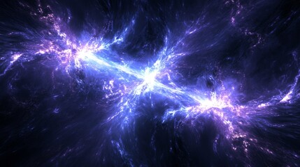 Poster - Abstract Cosmic Energy Burst in Deep Space with Vibrant Purple and Blue Tentacles of Light, Representing the Mysteries of the Universe and Galactic Phenomena.