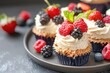 © Fotograf - Sweet treats decorated with fluffy whipped cream and fresh berries