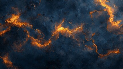 Wall Mural - abstract representation of swirling dark clouds with fiery orange highlights.