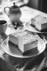 Sticker - A slice of cake served with a cup of coffee