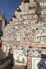 Wall Mural - Wat Arun temple in Bangkok city, Thailand. Ancient religious traditional national Thai architecture. Landmark, sight, view, architectural monument of Bangkok, Thailand. Asian temple. Tower of Wat Arun