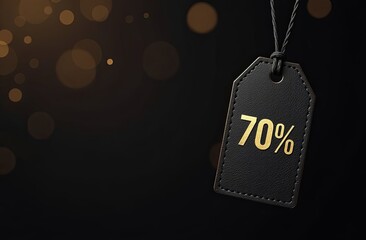 Wall Mural - 70% off sign, 70 percent discount special offer illustration, dark label with 95% off on a black bac