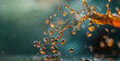 © rabbizz77 - Ethereal Golden Droplets in Abstract Motion Against Turquoise Glow