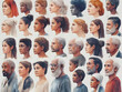 © queen - Illustration of Diverse Faces - People of Different Ages, Ethnicities, and Genders