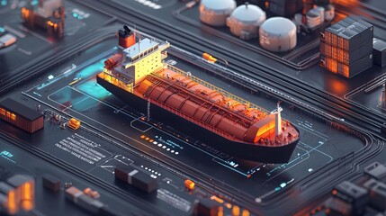 Fototapete - Explore the future of industrial transport with innovative 3d ship design and technology integration