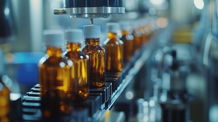 Poster - Explore the efficient process of pharmaceutical bottle filling in modern manufacturing facilities