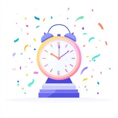 A flat design vector of a New Years Eve clock