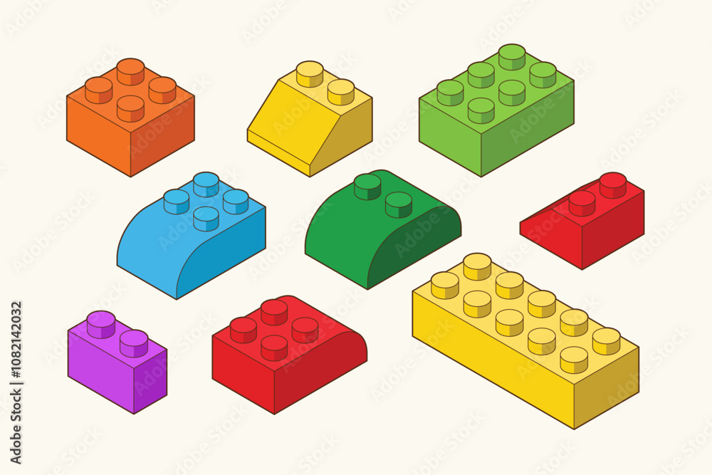 Simple pattern of building block, bricks for children. Vector isometric ...