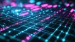 © Валерий Тодаренко - neon grid pattern on dark green background, cyberpunk theme, blue and magenta lights, soft glow, high contrast, digital art, futuristic tone