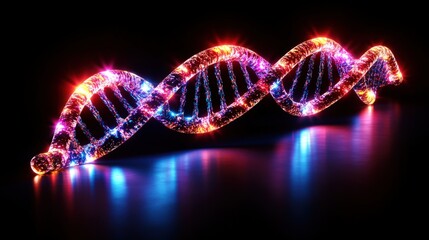 Wall Mural - Glowing DNA Helix Abstract Art Science Background