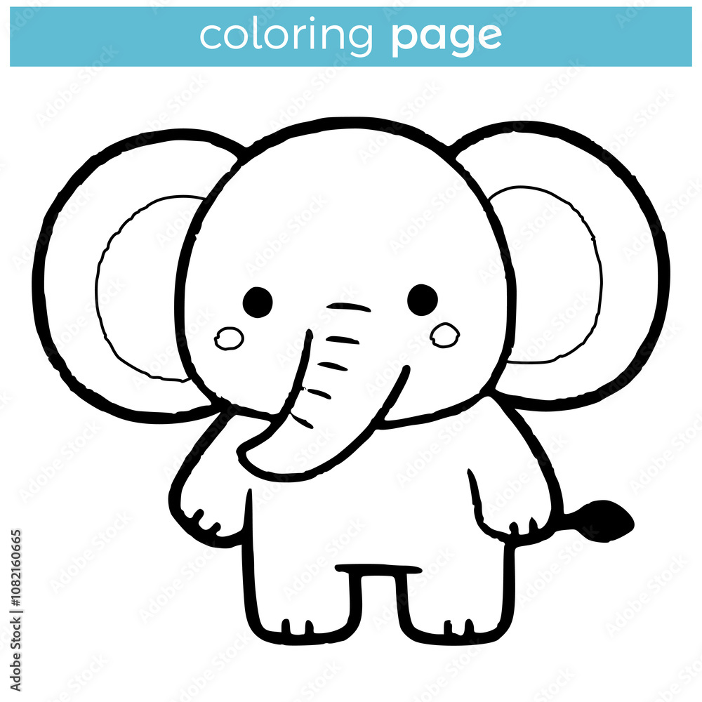 cute elephant animal coloring page for kids vector illustration ...
