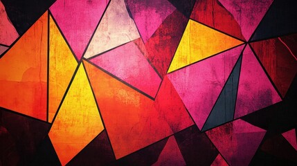Canvas Print - Retro mosaic with bold lines and bright colors softened by gradient light effects