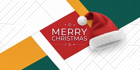 minimalist santa hat merry christmas background