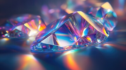 Wall Mural - shimmering iridescent forms creating a prism effect against a deep background