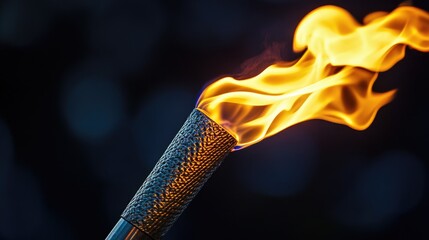 Wall Mural - a detailed close up photograph of a lit torch showcasing sharp flame details and vibrant colors agai