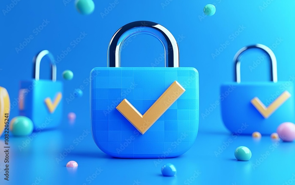 Padlock Website padlock icon checkmark Website and internet Security Cyber defense ...