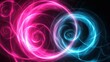 © Eric - soft glowing spirals on black background, vibrant pink and blue lights, dynamic movement, digital art, abstract feel, high contrast