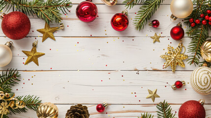 christmas lightbulb decoration on wooden background