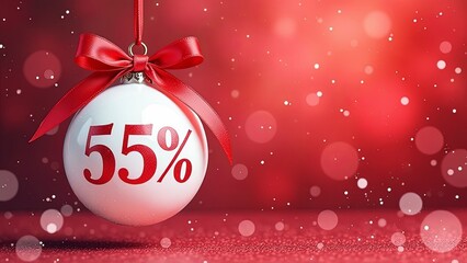 Wall Mural - christmas tree ball with 55% off. christmas sale background. new year super sale. retail promotions,