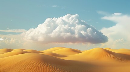 Wall Mural - A fluffy cloud positioned above a golden desert.