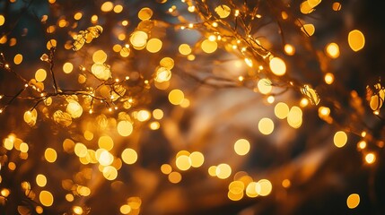 Wall Mural - festive new year background with soft golden lights, sparkling glows, and elegant bokeh effect, perf