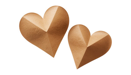 Wall Mural - brown cardboard fold paper heart isolated on transparent background cutout