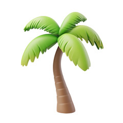 Wall Mural - palm tree 3d render icon isolated on transparent background cutout