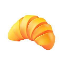 Wall Mural - croissant 3d render icon isolated on transparent background cutout	