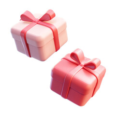 Wall Mural - red and pink gift box with ribbon 3d render icon isolated on transparent background cutout