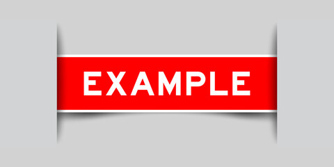 Wall Mural - red color square label sticker with word example that inserted in gray background