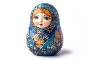 Traditional Russian nesting doll with floral design and vibrant colors.