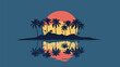 © PixeloAI - Island Sunset Silhouette with Palm Trees