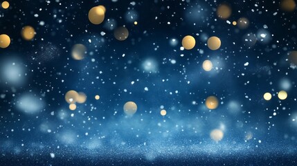 Wall Mural - elegant navy blue night sky background with gently falling snowflakes, perfect for creating winter-t