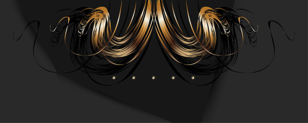 Wall Mural - Elegant Merry Christmas and Happy New Year banner. Dark christmas paper cut snowflake with shadow on black background
