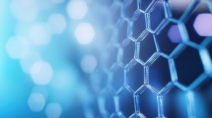 Wall Mural - a hexagonal mesh structure stands out with luminous blue light illuminating its edges. the intricate