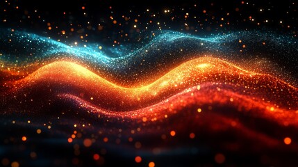 Wall Mural - Vibrant Digital Landscape of Sparkling Waves. Generative AI